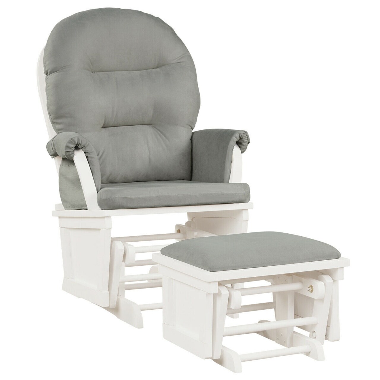 Glider Chair with Ottoman Soft Microfiber Fabric Wooden Frame for Nursery Home